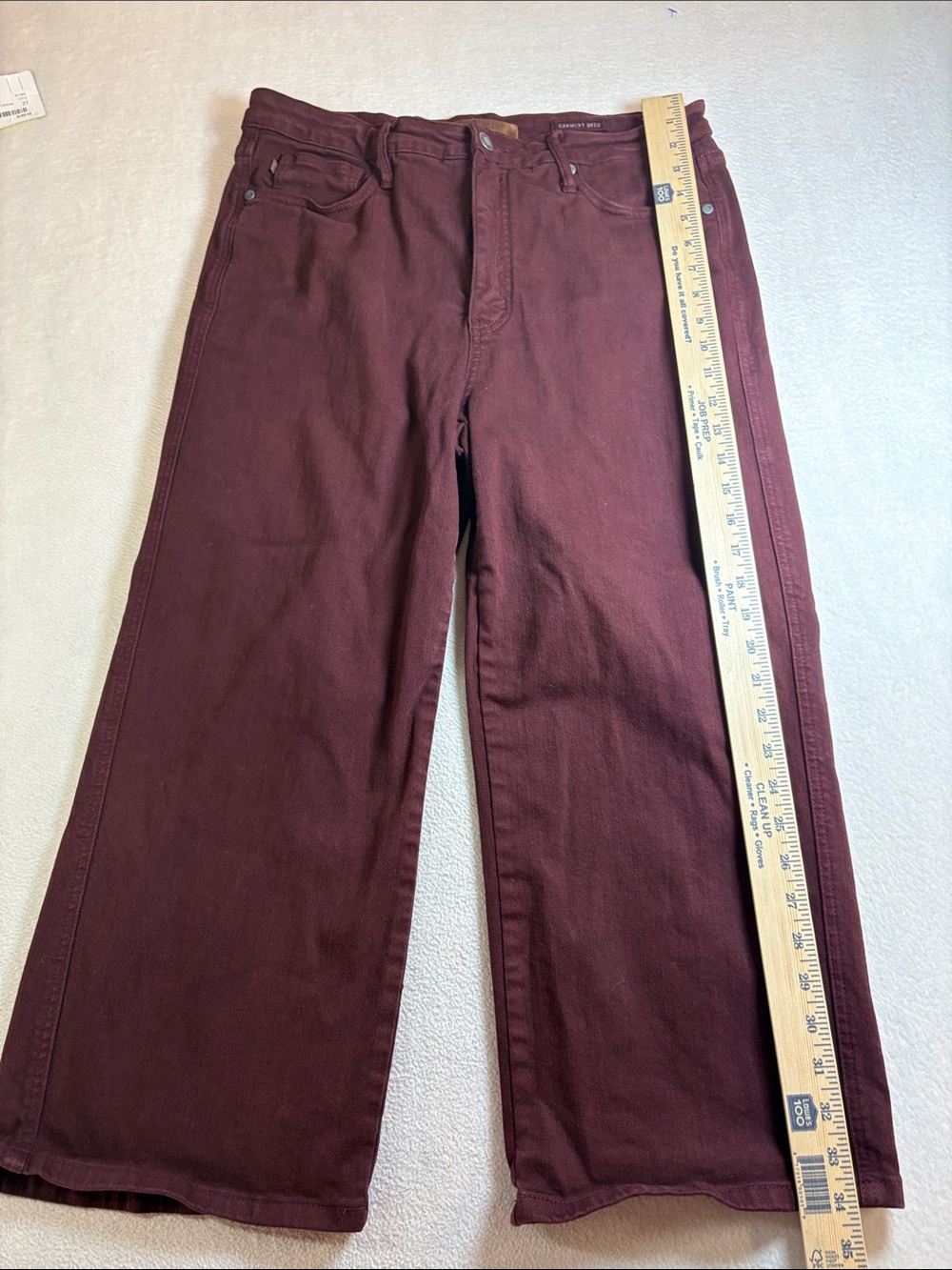 Judy Blue Cropped Wide-Leg Jeans in Burgundy
